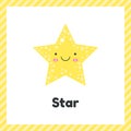 Vector illustration. cute geometric figures for kids. Yellow shape star isolated on white background.