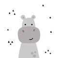 vector illustration of a cute grey hippo