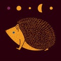 Vector illustration of cute hand drawn hedgehog.