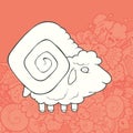 Vector Illustration Cute Hand Drawn Sheep