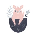 Vector illustration of a cute kangaroo sitting in a little pocket