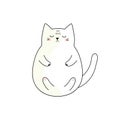 Vector illustration of cute kawaii hand drawn doodle white cat lying on the back sleeping. Funny animal character for kids room