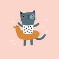 vector illustration of a cute kitten Royalty Free Stock Photo