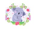 Vector illustration Cute koala mother and baby