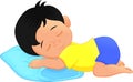 Cute little boy sleeping on a pillow cartoon Royalty Free Stock Photo