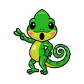 Cute little chameleon cartoon posing