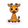 Cute little giraffe cartoon sitting Royalty Free Stock Photo