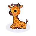 Cute little giraffe cartoon sitting Royalty Free Stock Photo