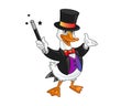 Cute Magician Goose Cartoon Mascot