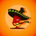 Vector illustration of cute mexican chili pepper who is playing Royalty Free Stock Photo