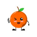 Vector illustration of cute orange fruit mascot or character agree okay. cute orange fruit Concept White Isolated. Flat Cartoon