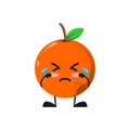 Vector illustration of cute orange fruit mascot or character cry pose. cute orange fruit Concept White Isolated. Flat Cartoon Royalty Free Stock Photo