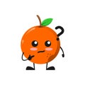 Vector illustration of cute orange fruit mascot or character have question or confused. cute orange fruit Concept White Isolated.