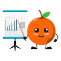 Vector illustration of cute orange fruit mascot or character presentation. cute orange fruit Concept White Isolated. Flat Cartoon Royalty Free Stock Photo