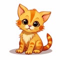 vector illustration of cute orange kitten isolated on white background Royalty Free Stock Photo