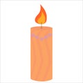 Vector illustration of a cute orange striped candle. Decor for home and comfort