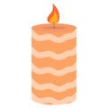 Vector illustration of a cute orange striped candle. Decor for home and comfort