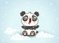 Cute panda on snow