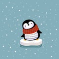 Vector illustration of a cute penguin on the ice floe