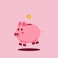 vector illustration of cute piggy bank saving money with falling coins Royalty Free Stock Photo