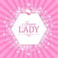 Vector illustration. Cute Pink Banner for Princess, Glamour and Baby Girl Design. Shining Retro on Burst Background. Royalty Free Stock Photo