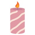 Vector illustration of a cute pink candle. Decor for home and comfort