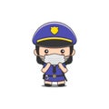 Cute police woman wearing a mask