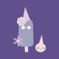 Vector illustration with cute purple lollypop and sweets Royalty Free Stock Photo