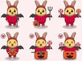 Rabbit cute Halloween set Devil Royalty Free Stock Photo