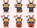 Rabbit cute Halloween set Dracula Royalty Free Stock Photo