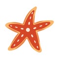 Vector illustration of cute red starfish in cartoon childish flat style. Small aquatic animal. Royalty Free Stock Photo