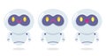 Vector illustration of a cute robot in different mood. Vector set icons for chat bot in flat style Royalty Free Stock Photo