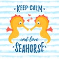 Vector illustration with cute seahorses