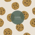 Chocolate chip cookie., seamless pattern vector. Royalty Free Stock Photo