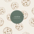 Chocolate chip cookie., seamless pattern vector. Royalty Free Stock Photo