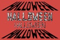 Vector illustration set of halloween lettering. Separated objects on red background