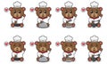 Vector Illustration of Cute sitting Bear cartoon hand up pose with Chef costume Royalty Free Stock Photo