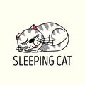 Vector illustration of cute sleepig cat. Sweet dreams. Royalty Free Stock Photo