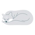 Vector illustration of cute sleeping grey cat. Cute cartoon kitten card, can be used as card, fashion print for pajamas