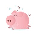 Vector illustration of a cute sleeping pink pig