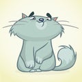 Vector illustration of a cute smiling blue fat cat. Fat stripped cat cartoon Royalty Free Stock Photo