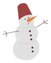 Vector illustration of cute snowman isolated on white background. Flat style textured winter picture