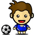 Vector illustration of a cute soccer player boy Royalty Free Stock Photo