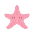 Vector illustration with cute starfish in cartoon style Royalty Free Stock Photo