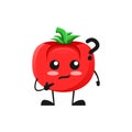 Vector illustration of cute tomato mascot or character have question or confused. cute tomato Concept White Isolated. Flat Cartoon