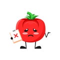 Vector illustration of cute tomato mascot or character holding sign incorrect. cute tomato Concept White Isolated. Flat Cartoon Royalty Free Stock Photo