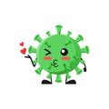 Vector illustration of cute virus bacteria mascot or character give kiss love. cute virus bacteria Concept White Isolated. Flat