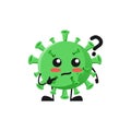 Vector illustration of cute virus mascot or character have question or confused. cute virus Concept White Isolated. Flat Cartoon