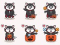 Wolf cute Halloween set Dracula Royalty Free Stock Photo