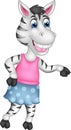 Cute zebra cartoon standing with smile and waving